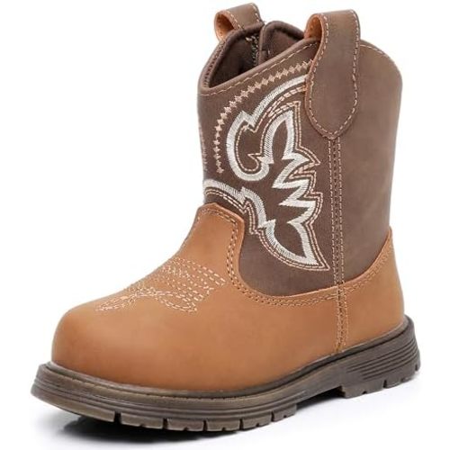 Felabo Toddler Cowboy Boots Boys Girls Western Hook and Loop Round Toe