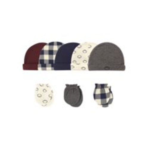 Hudson Baby Caps & Scratch Mittens, 8pc Set (Baby Boys)