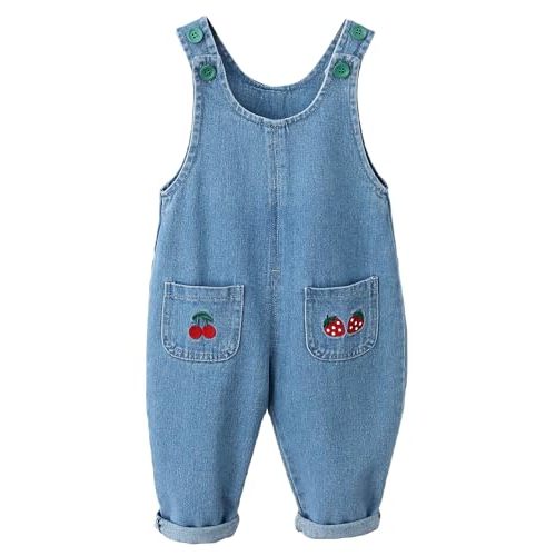 Happy Cherry Baby Overalls Little Kids One Piece Soft Bodysuit Sleeveless Cotton Button Suspender Pants