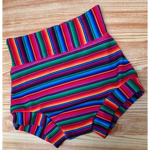 Bright Mexican Stripe Bummies/Serape High Waisted Bummies/Taco Tuesday Birthday/Baby Girl/Boy Bummies/Serape Birthday/Serape Baby Outfit