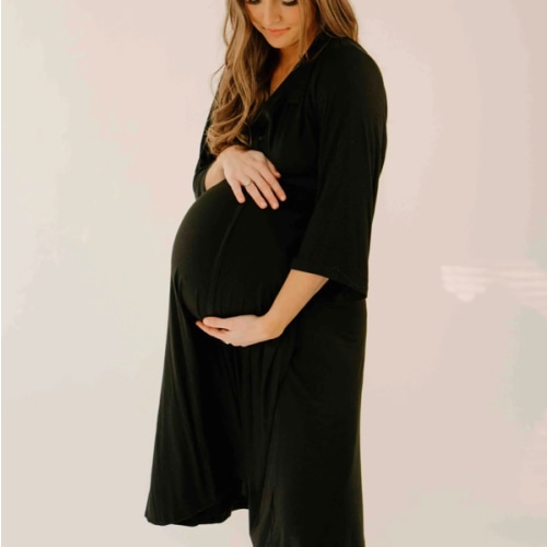 Lila Labor & Postpartum Gown in Black