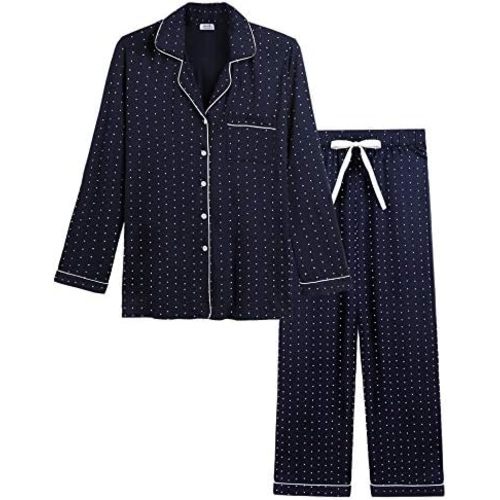 Joyaria Womens Bamboo Viscose Pajama Sets Long Sleeve Button Down Cooling Sleepwear Soft Comfortable Pj Pants Set for Women