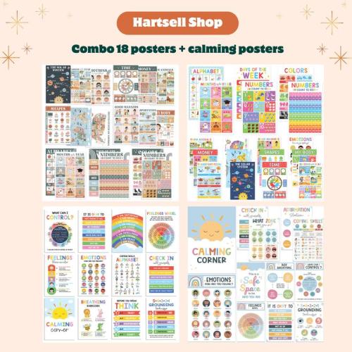 18 Laminated Educational Posters and 12 calming posters for Kids | Fun & Interactive Learning Charts for Preschool, Kindergarten, and Homeschool | Gift for kids - TikTok Shop