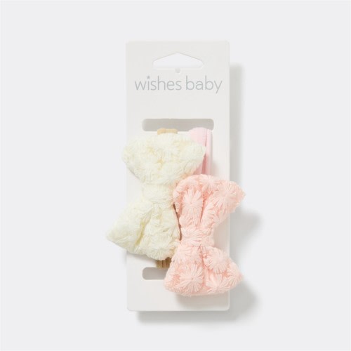Wishes Baby Bow Headband 2 Pack - Cream & Pink