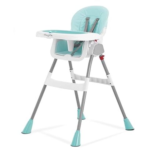 Dream On Me TableTalk 2-in-1 High Chair for Baby & Toddler – Convertible High Chair to Junior Chair, Removable Padded Seat, Dual Dishwasher-Safe Trays, Styrdy Steel Frame, Quick Folding Design – Aqua