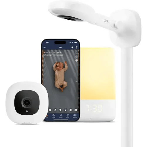 Nanit Essentials Smart Baby Monitor with Wall Mount – 1080p HD Wi-Fi Camera, Sensor-Free Breathing Monitoring, Sleep Tracking, Two-Way Audio, Night Vision, Sound & Motion Notifications, White
