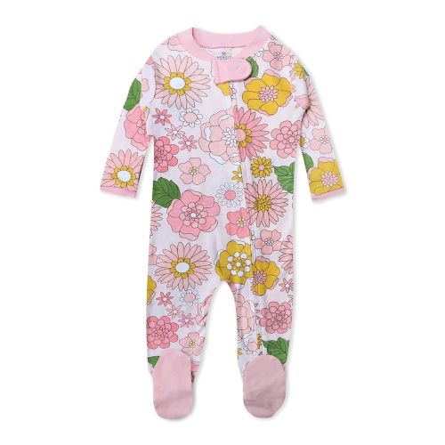 HonestBaby Sleep & Play Footed One-Piece Pajama Sleeper 100% Organic Cotton, Baby Girls