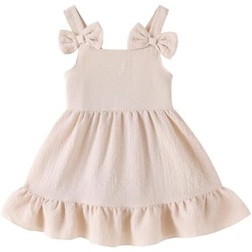 Infant Baby Girl Beach Sundress Casual Sleeveless Smocked Boho Dress Halter Ruffle Toddler Summer Outfits