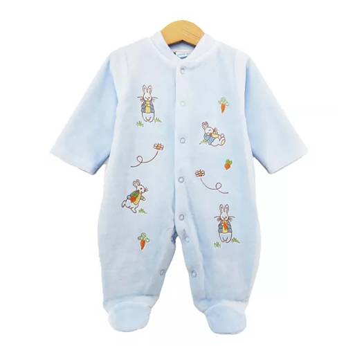 Embroidered Velour Baby Footie: All-Season Romper