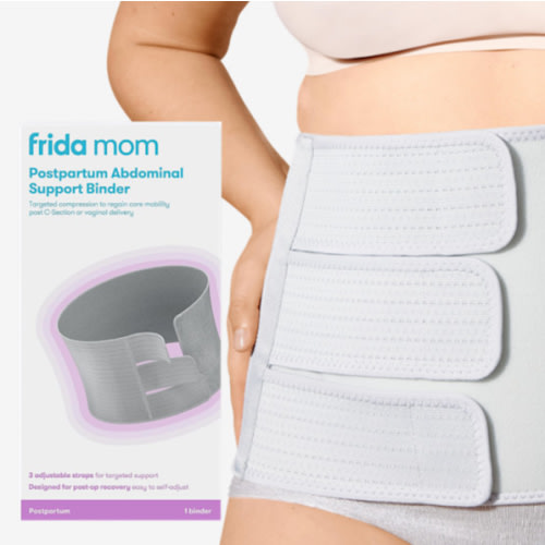 Frida Mom Belly Binder, Postpartum Essentials for Natural and C-Section Recovery, Adjustable Compression Wrap, After Birth Brace, Abdominal Band, 9" High