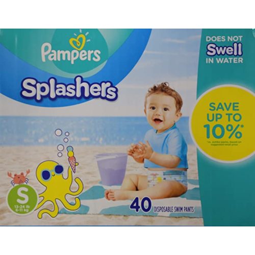 Swim Diapers Size 3 (13-24 lb) - Pampers Splashers Disposable Swim Pants, Small, Pack of 2 (Twinpack), 20 Count