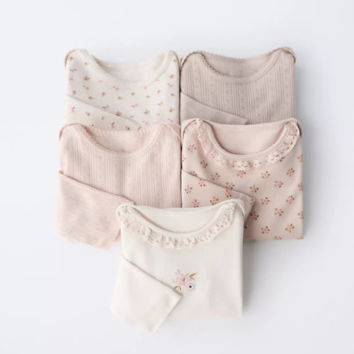 FIVE-PACK OF FLORAL PRINT BODYSUITS - Dusty pink | ZARA United States