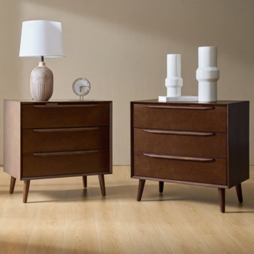 Wade Logan® Aviannah 30"W Mid-Century Modern 3-Drawer Accent Chest with Power Outlet(Set of 2) & Reviews | Wayfair