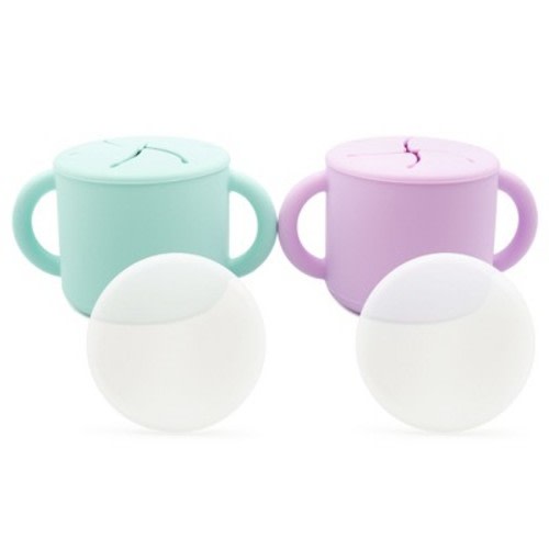 WeeSprout Snack Containers, Food Grade Silicone Cups, Spill-Proof Tops for Toddlers & Babies - Set of 2