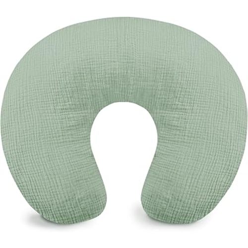 Hooyax Muslin Nursing Pillow Cover, Soft Breathable Feeding Slipcover for Breastfeeding Moms, Stretchy Removable Infant Pillow Cover for Boy and Girls (Green)