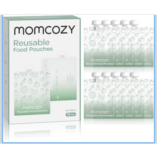 Momcozy Reusable Baby Food Pouches for Toddlers,BPA Free Plastic,Food Safe,Freezer Safe,Refillable for Applesauce Yogurt & Puree Squeeze Pouch,10 packs,5oz