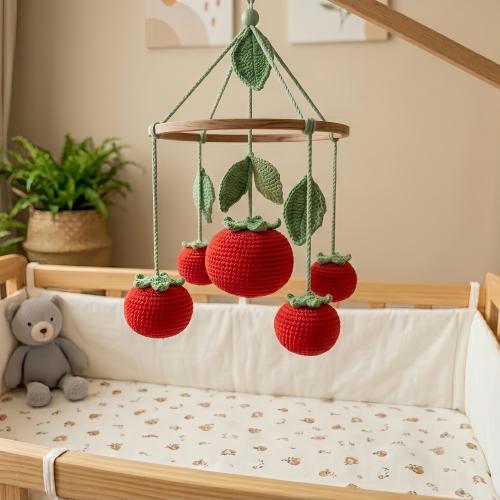 Crochet Tomato Baby Mobile – Handmade TomaTo Crib Mobile Strawberry Nursery Decor, Baby Shower Gift