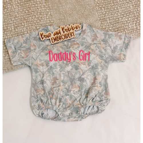 Camo Baby Bubble Romper, Daddy’s Girl Embroidered Outfit, Southern Style