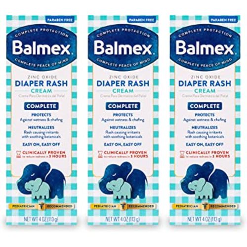 Balmex Complete Protection Daily Baby Diaper Rash Cream, Clinically Proven To Reduce Redness in Just One Use*, with Zinc Oxide + Botanicals, Pediatrician-Recommended, 4oz, 3 Pack