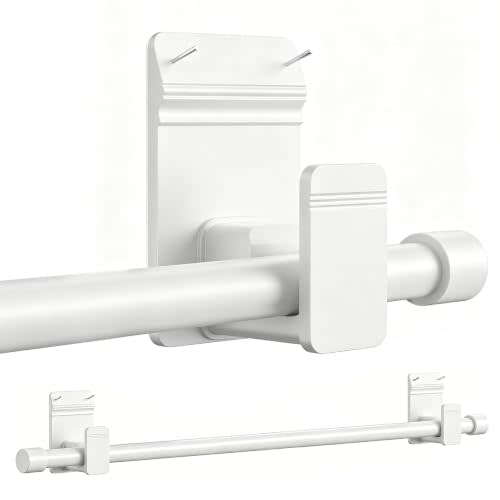 No Drill Curtain Rods for Windows 30 to 60 Inches,【Upgrade Dual Support】 Adhesive & Invisible Nail 5/8 Inch Curtain Rod No Drilling, Renter Friendly for Apartments Dorms, White