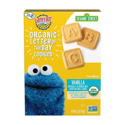 Earth's Best Organic Letter of the Day Toddler Snack Vanilla Cookies, 5.3 oz Box