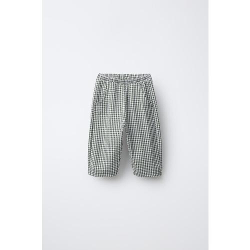BAGGY GINGHAM PANTS - Green / Ecru | ZARA United States