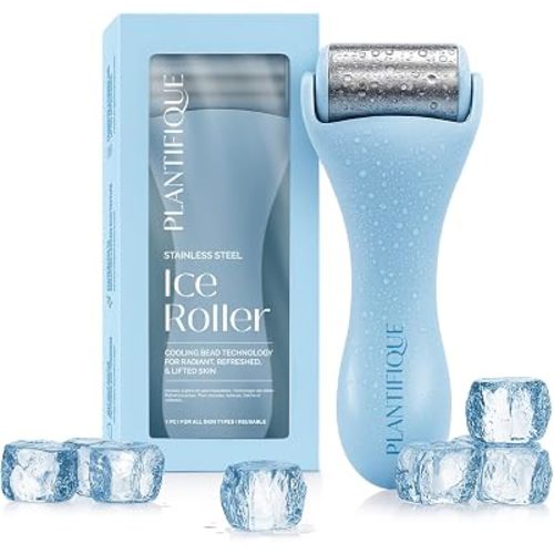PLANTIFIQUE Ice Roller for Face - Stainless Steel Cooling Eye Roller - Reduce Puffiness, Improve Lymphatic Drainage & Soothe Skin