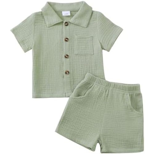 Jecson Baby Boy Clothes Baby Boy Outfits Baby Boy Summer Clothes Cotton 2 Piece Set with Button Down Shirt and Shorts 0-3T