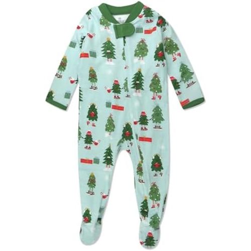 HonestBaby Baby Holiday Sleep & Play Footed One-Piece Pajama Sleeper 100% Organic Cotton