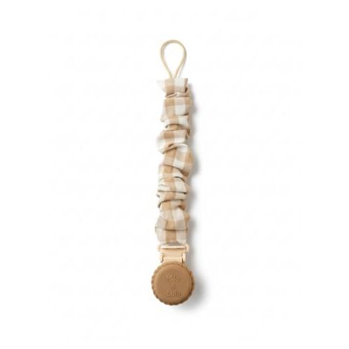 Muslin Cotton Pacifier Clips - Metal-Free, Lightweight and Secure Pacifier Holder for Babies (Hazel Miel) - Mila & Lulu