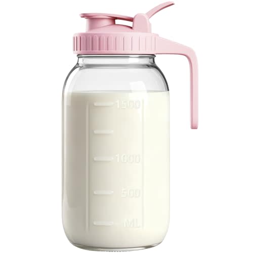 64oz Glass Breast Milk Pitcher with Lid – Leak-Proof & Airtight Formula Breastmilk Pitcher, 1/2 Gallon Storage Container for Breastmilk, Formula, and Milk