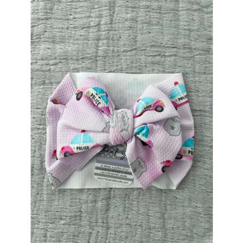 Pink Police Cars & Badges Biggie Bow