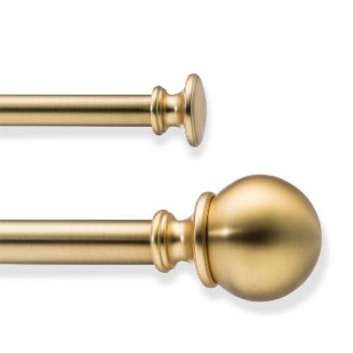 36"-66" Ball Double Curtain Rod Brass - Threshold™: Adjustable Gold Metal, Double Rod Set, 30lb Capacity
