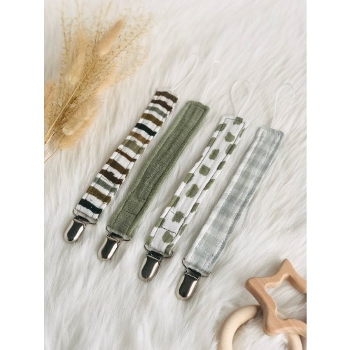 Sage Green Dummy Chain Organic Fabric Dummy Clip Baby Boy Outfit Accessory Newborn Pacifier Clip Minimalist Army Green Soother Chain Mint