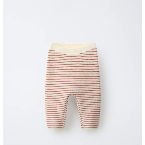 STRIPED KNIT PANTS - Ecru / Red | ZARA United States