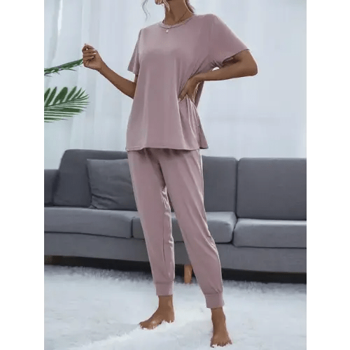 Women's Round Neck Tee & Drawstring Waist Cropped Pants Loungewear | Holiday Sales TikTok Shop