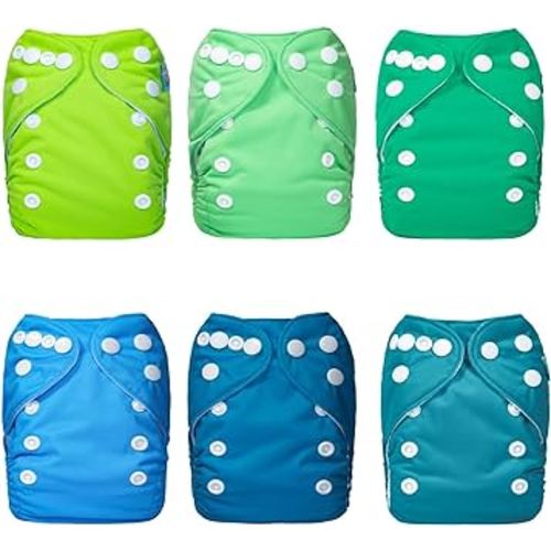 ALVABABY Newborn Cloth Diapers, Reusable for Preemie, 6 Covers with 12 Inserts, for Babies Less Than 12 Pounds
