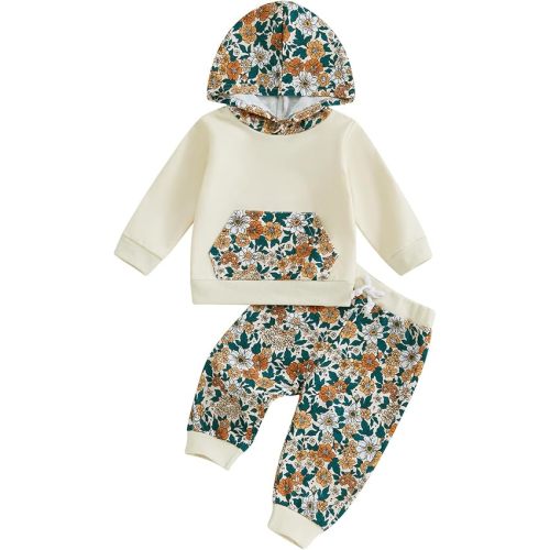Douhoow Baby Girl Clothes Baby Girl Hoodies Baby Sweatshirt Tops Floral Pants Infant Girl Festival Fall Winter Outfits