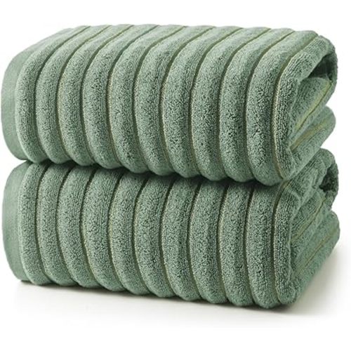 REDKISS 2 Pack Large Bath Towels 31×63 inches, 100% Cotton, Super Soft and Absorbent, Quick-Dry Towels, Perfect for Bathroom,Plush Shower Towels-Olive Green