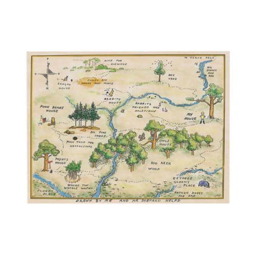 AEFER Winnie Pooh Nursery Decor-Toddler Baby Room Wall Art-Little Boys Bedroom Decor-Baby Shower Decorations-Vintage Hundred Acre Wood-Kids Wall Art-Girls Room Decor Unframe: 11x14inch(28x36cm)