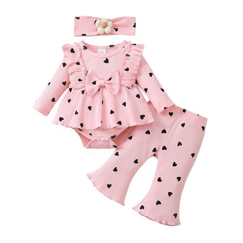 Newborn Baby Girl Clothes Fall Winter Infant Girl Outfits Preemie Girls Bell Bottoms Pants Set Cute Headband