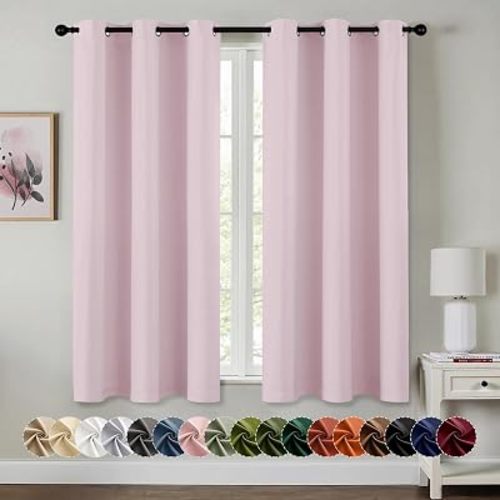 MIULEE Blackout Curtains for Bedroom 2 Panels 40 x 54 Inch Long Light Pink