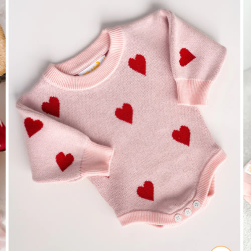 Knit Romper | Red Hearts – Little and Fern