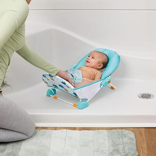 Bright Starts Disney Baby Nemo Foldaway 2-Position Baby Bath Seat, Adjustable Support for Sink or Bathtub, Ages 0-6 Months up to 20 Pounds, Machine-Washable Sling