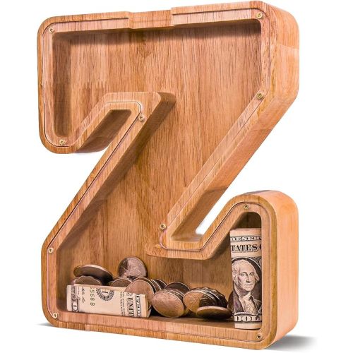 Wooden Letter Piggy Bank for Kids Larger Letter Piggy Bank for Boys and Girls Personalized Piggy Bank Initial Coin Bank Wood Kids Money Bank for Birthday and Festival