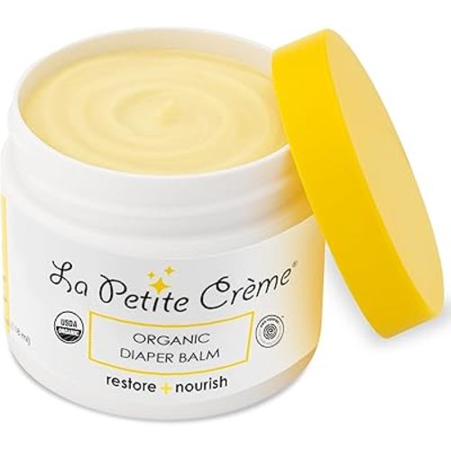 La Petite Creme French Organic Diaper Balm (4 oz) - Healing & Nourishing Diaper Cream - Gentle & Safe Liniment Baby Lotion - USDA Certified Organic - Baby Essentials for Newborn