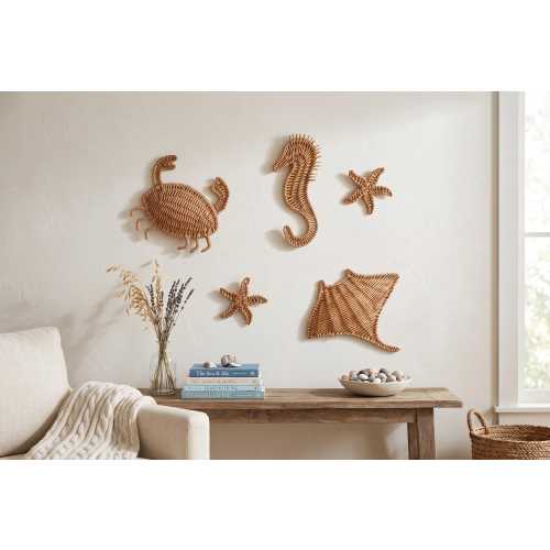 Coastal Sea Life Wall Decor Set, Handmade Nautical Wall Art, Beach House Decor