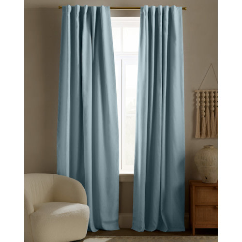 European Linen True Blackout Curtain in Light Blue