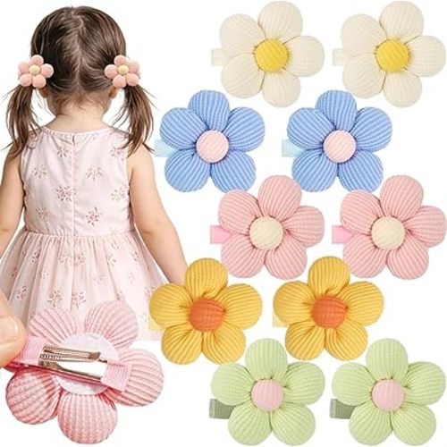 CÉLLOT Flower Hair Clips,10 Pcs Non-Slip Flower Bows Alligator Clips Hair Accessories for Girls Toddlers Teens and Women(Spring Colors)