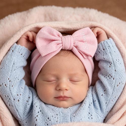 Custom Embroidered Baby Bow Headband/ Personalized Name Infant Headband/ Baby Shower Gift/ Newborn Gift/ First Birthday Gift for Girl